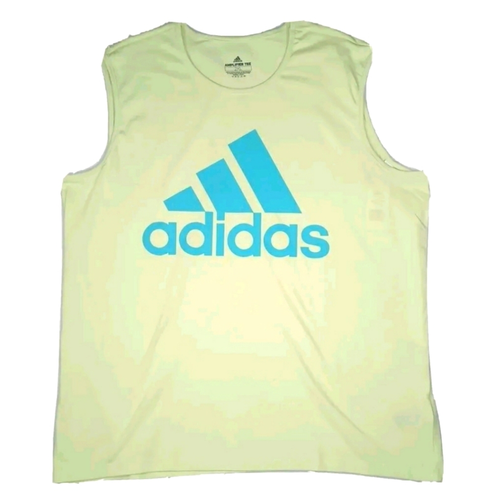Size 2X Adidas workout shirt tank top cotton green men's